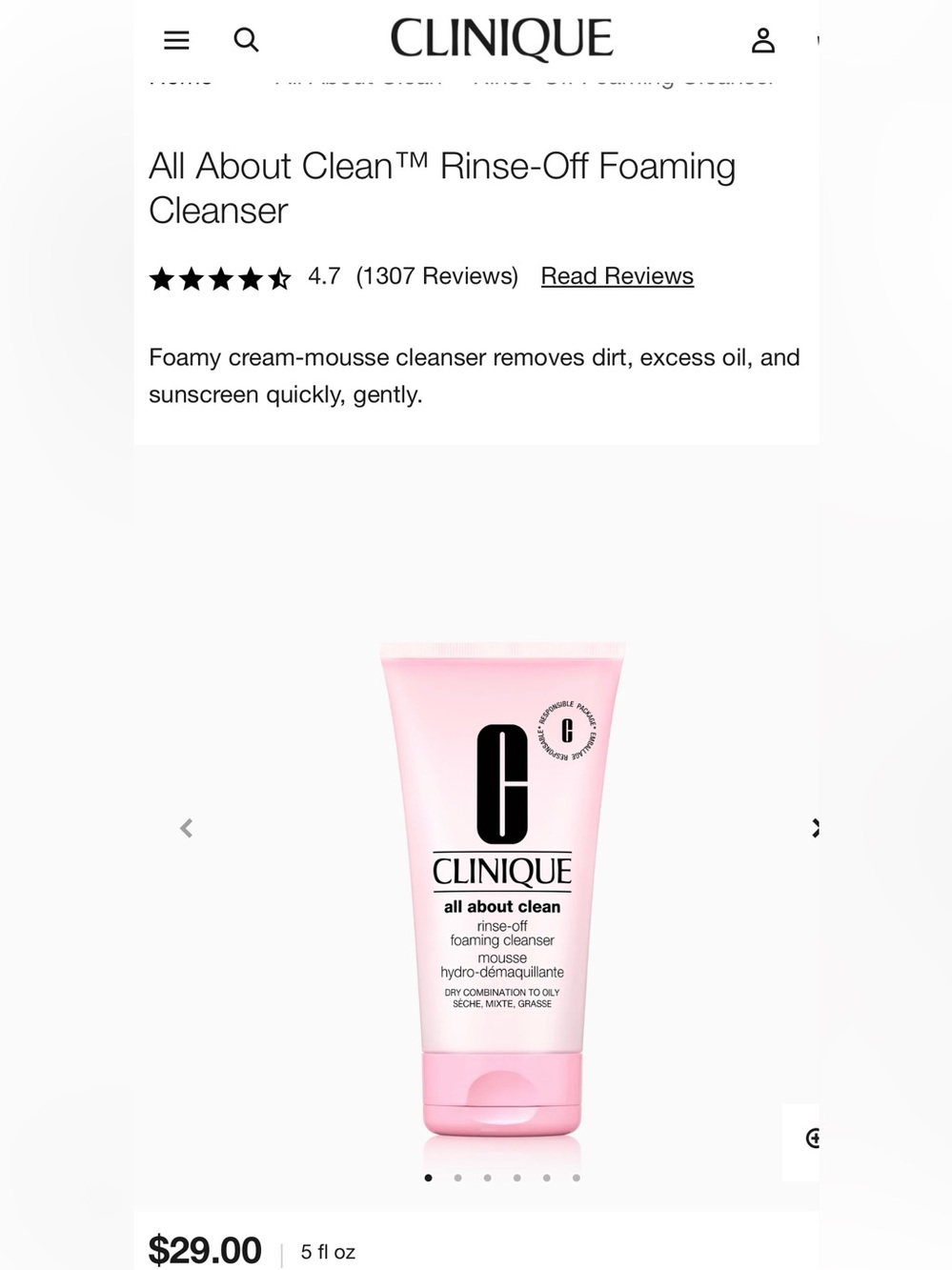 Clinique All About Clean Foaming Cleanser - 5oz/150ml